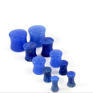 Pair HandMade ORGANIC Blue Cobalt Ear Saddle Plugs